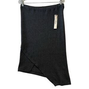 NWT Anthropologie Wilt Charcoal Asymmetrical Knit Skirt